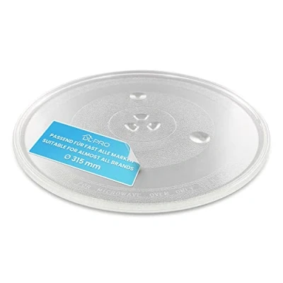 Abbildung von DL pro Universal Mikrowellenteller 31,5cm Drehteller Drehscheibe Teller Glasteller Glasplatte Glasdrehteller mit 3 Noppen 315mm Rund Ersatz für Microwelle Mikrowelle
