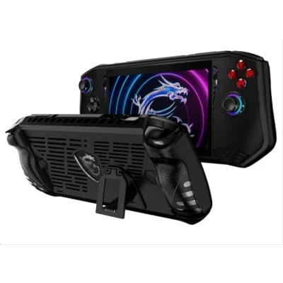 Abbildung von GIOPUEY Hülle Kompatibel mit MSI Claw Ständer weicher TPU Rahmen rutschfest Leicht zu Greifen Black
