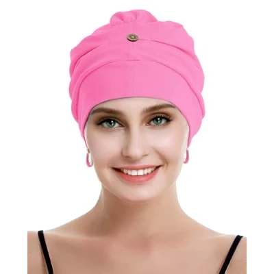 Abbildung von osvyo Baumwoll Chemo Kopfbedeckung für Damen mit Krebs und Haarausfall, Mütze aus Baumwolle, Leichte Kopfbedeckung, Versiegelte Verpackung