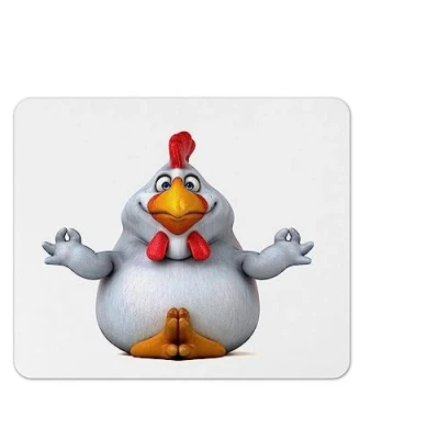 Abbildung von Merchandise for Fans Mauspad/Mouse Pad Textil Rückseite Kautschuk rutschfest 22 x 18 cm für alle Maustypen Büro und Gamer Motiv: 3D Comic Huhn beim Yoga 01