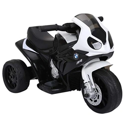 Abbildung von HOMCOM Elektro Kindermotorrad Kinderfahrzeug Lizensiert von BMW S1000RR Stahl Schwarz, Belastbarkeit 20 kg, (1 tlg), L66 x B37 H44 cm