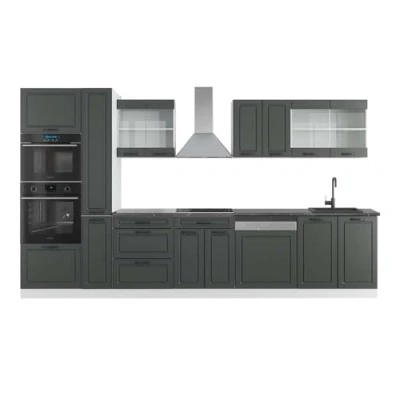 Abbildung von Vicco Küchenzeile R Line, Anthrazit Landhaus/Weiß, 350 cm mit Hochschrank, AP
