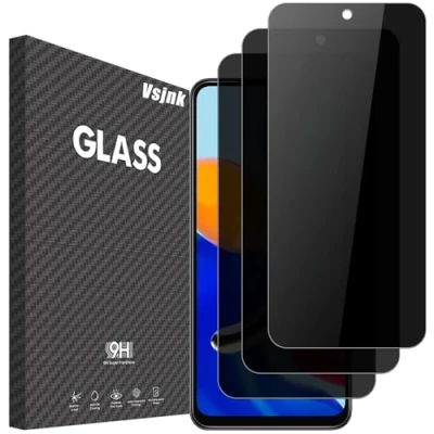 Abbildung von Vsjnk Sichtschutz fur Xiaomi Redmi Note 11 / 11S mit 3 Stück Anti Spähen Privatsphäre Panzer Schutz Glas Folie Tempered Glass HD Displayschutzfolie,kompatible