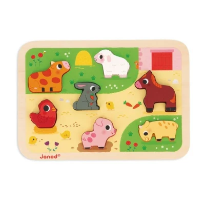 Abbildung von Janod Steckpuzzle Auf dem Bauernhof, 7 Puzzleteile, FSC® schützt Wald weltweit
