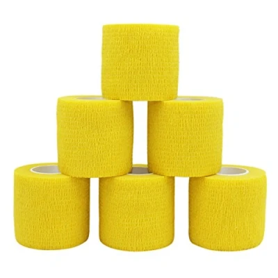 Abbildung von COMOmed selbstklebender verband elastische binde handgelenk bandage pflaster rolle Dog Bandagen Tierische Gelb 5 cm X 6 Bände