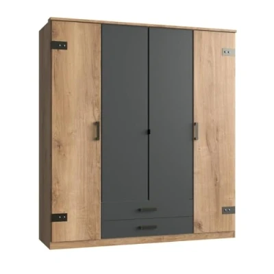 Abbildung von CALICOSY Armoire 4 Portes décor chêne et Graphite L180 cm