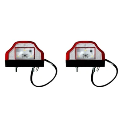 Abbildung von MelTruck® 2x LED Kennzeichenbeleuchtung mit Positionsleuchte flaches Kabel für LKW PKW Anhänger Traktor Bus (Breite 97 mm Rot Flachkabel)