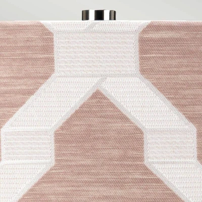 Abbildung von Elstead Lighting MILO PN TL OVTH Tischleuchte E27 1x60W Keramik/Stahl Nickel poliert, weiß, rosa; Stoff mit Ouvertüre Distelpattern H:69cm B:36cm