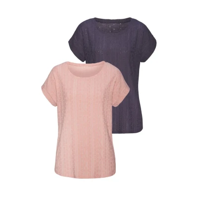 Abbildung von Vivance 2 PACK Tshirt print, Damen, Größe: 40/42, Peach navy