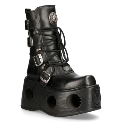 Abbildung von NEUE ROCK STIEFEL TANKMILI083C V2 VEGAN Leder Combat Black Platform Biker Goth Punk Schuhe 7
