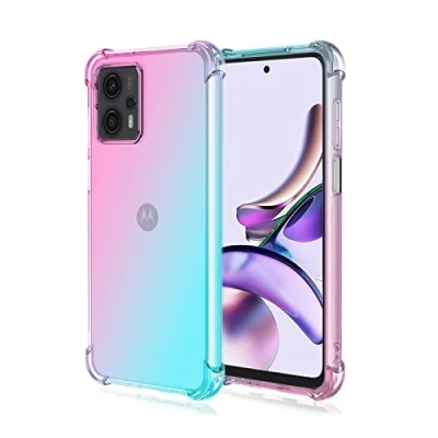 Abbildung von Topme Hülle für Motorola Moto G13 / G23 (6.5&quot; Inches), Handyhülle aus Weichem TPU Silikon, Transparent, mit Farbverlauf Rosa Grün