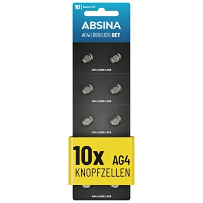 Abbildung von ABSINA AG4 LR66 Knopfzelle 10er Pack 1,5V Alkaline Knopfzellen Knopfzelle, (1 St)
