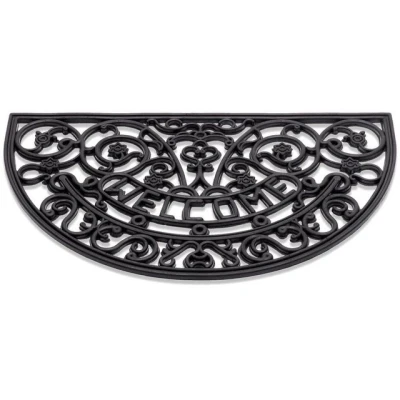 Abbildung von matches21 HOME &amp; HOBBY Fußmatte Fussabtreter Welcome Gusseisen Optik halbrund als Outdoor Gummi Matte, halbrund, Höhe: 12 mm, Wetterfeste 40x60 cm Aussen Bereich Türmatte Schmutzfangmatte
