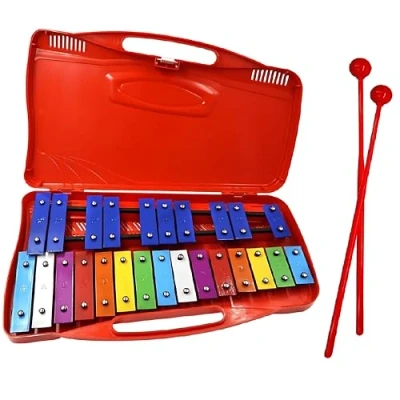 Abbildung von Chromatisches Glockenspiel &amp; zwei Schläger Gelber Kasten Ideale Einführung in die Harmonielehre der Musik Metallofon Xylofo
