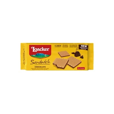 Abbildung von 12x Loacker Sandwich Chocolate, duftende Waffeln mit Schokoladencreme 75 g