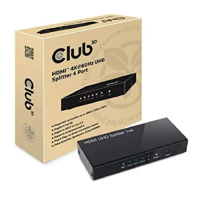 Abbildung von Club 3D CSV 1380 HDMI Splitter 1 Eingang auf 4 Ausg. 4K60Hz UHD retail Schwarz