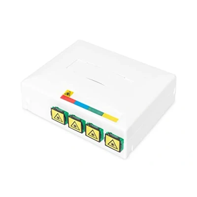 Abbildung von DIGITUS DN 931094 FTTH/FTTX Gehäuse 4x SC Simplex (SX) Kupplung Wandmontage &amp; DIN Rail Hutschienenmontage Integrierte Spleißkassette IP45 Staubschutz Weiß