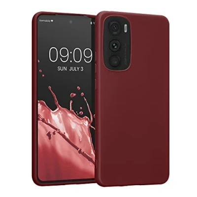 Abbildung von kwmobile Hülle kompatibel mit Motorola Edge 30 weiches TPU Silikon Case Cover geeignet für kabelloses Laden Bordeaux Violett