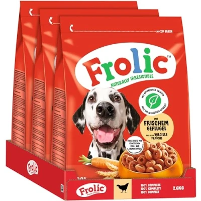 Abbildung von Frolic Hunde Trockenfutter mit frischem Geflügel 3x2,6kg