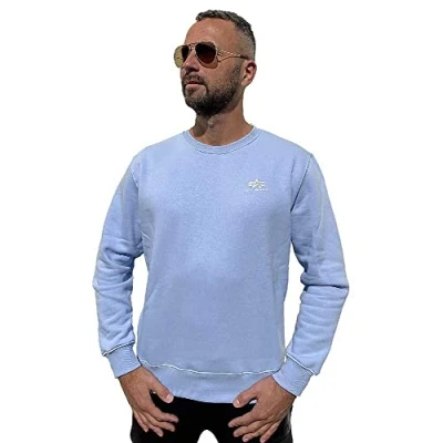 Abbildung von Alpha Industries Basic Small LOGO Sweatshirt, Herren, Größe: Small, Light blue