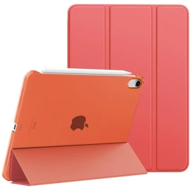 Abbildung von MoKo für iPad Air 6. Generation 11 Zoll Hülle M2 2024/iPad 5 Gen 2022/iPad 4 2020, 11&#039;&#039; mit Transluzent Hart Rückseite, 6/5/4 Hülle, Orangerot