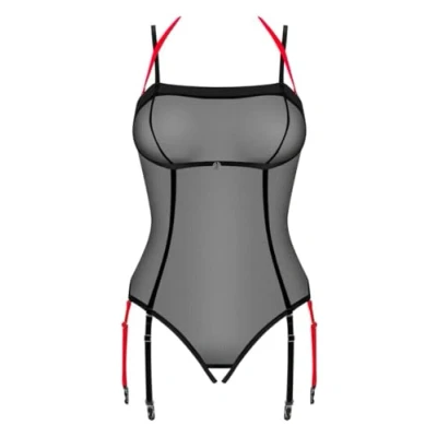 Abbildung von Obsessive Body Glandez String mit abnehmbaren Strapsen schwarz, rot (1 tlg) Einladend ouvert im Schritt