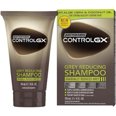 Abbildung von Just For Men Control GX Graureduzierendes Shampoo für graues Haar, neue verbesserte Formel, 118 ml, Verpackung kann variieren