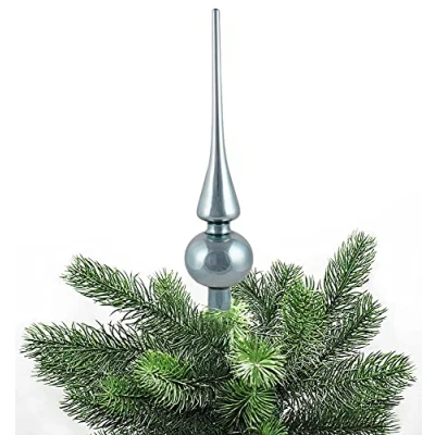 Abbildung von JACK Christbaumspitze Echt Glas 26 x 6 cm Matt Glanz Weihnachtsbaum Spitze Baumspitze Christbaumschmuck Deko, Farbe:Blue Stone