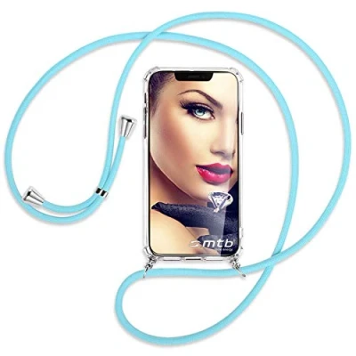 Abbildung von mtb more energy® Handykette kompatibel mit Nokia G22 Himmelblau Smartphone Hülle zum Umhängen Anti Shock Full TPU Case