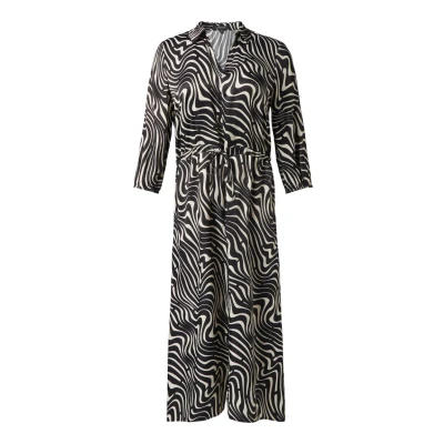 Abbildung von comma Gemustertes MIT Tunnelzug Blusenkleid, Damen, Größe: 46, Schwarz