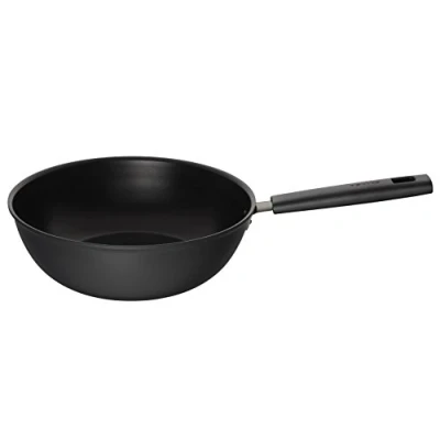 Abbildung von Fiskars Wokpfanne, Ø 28 cm, Füllmenge: 4,5 Liter, Für alle Kochfelder geeignet, Aluminium/Kunststoff, Kratzfest, Antihaftbeschichtung, Hard Face, Schwarz, 1052233