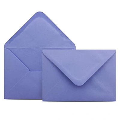 Abbildung von 50 Briefumschläge DIN C6 Lila 11,4 x 16,2 cm Kuverts mit 100 g/m² Nassklebung spitze Klappe Umschläge ohne Fenster Colours 4 you