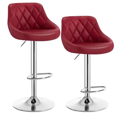 Abbildung von WOLTU BH23bd 2 Barhocker Tresenhocker, Gute gepolstert, Kunstleder, Höhenverstellbar, Drehbar, 11 Farben, x Hocker, Bordeaux