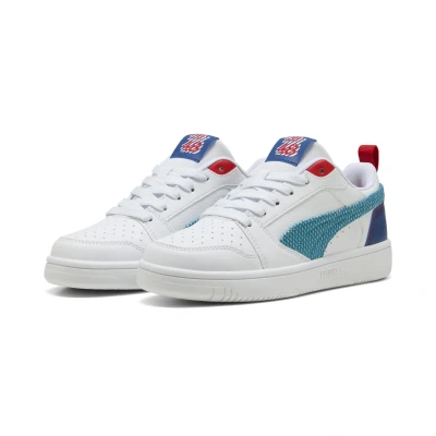 Abbildung von Rebound V6 Low Run Fun Sneakers Jugendliche PUMA White Tropical Blue Clyde Royal