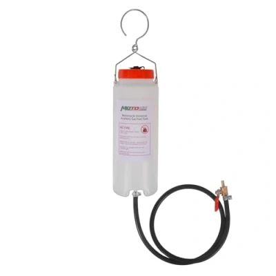 Abbildung von MOTO4U Hilfsgas Kraftstofftank, universelles Motorrad Gastank Reparaturwerkzeug Set, Gasbehälter, Hilfskraftstofftank, 1000 ml, mit Kraftstoffschlauch und Absperrventil.