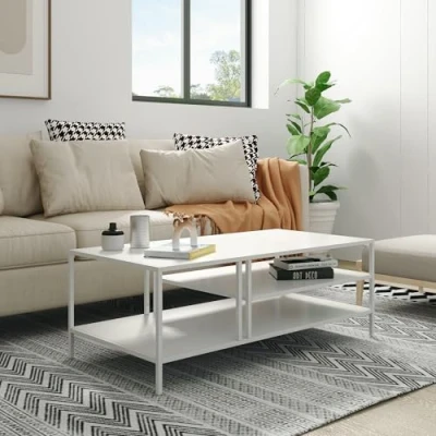 Abbildung von en.casa Couchtisch, Wohnzimmertisch »Kumlinge« Metall 40x110x55 cm Weiß
