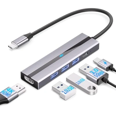 Abbildung von AEARJOHN USB C Hub (5 in 1) Aluminiumgehäuse, Typ zu PD100W, 4K HDMI, 3.0, 2 x 2.0