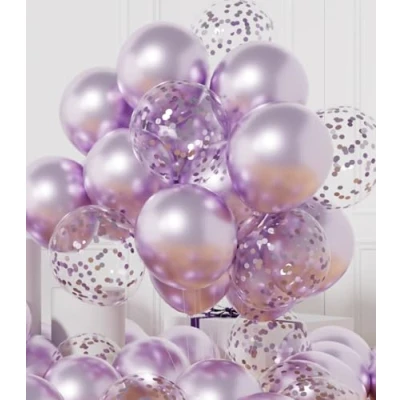 Abbildung von AULE Luftballons Lila Metallic Helium: 42 Stück 12 Zoll Lavendel Konfetti Luftballon Hell Violett Latex Ballons Deko für Geburtstag Party Hochzeit Valentinstag Babyparty Gender Reveal