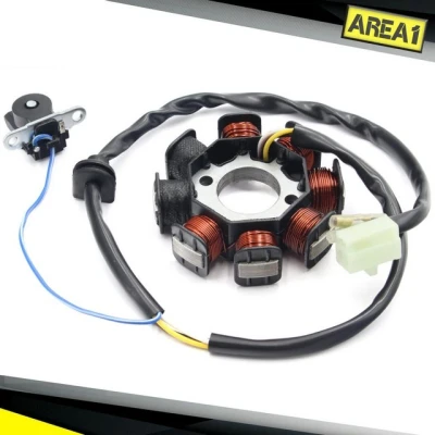 Abbildung von Area1 Ersatz Lichtmaschine Stator 50ccm GY6 QMB/QMA Version 2/2 isolierte Spulen Für Sym Explorer Beeline Benero JMStar