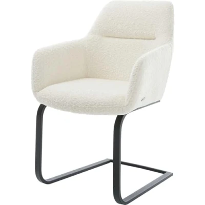 Abbildung von Schwingstuhl Pejo Flex Bouclé Weiß Freischwinger flach Schwarz