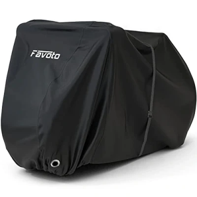 Abbildung von Favoto Fahrradabdeckung Wasserdicht Fahrrad Abdeckplane für 2 3 Fahrräder 210D Oxford Gewebe Fahrradgarage Plane Schutzhülle Abdeckhaube mit Beutel 200 x 105x 110CM Schwarz