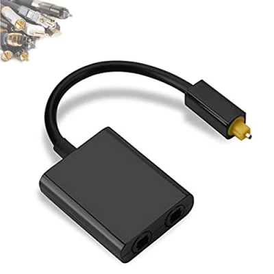 Abbildung von Zerone Toslink Dual Port Digital Splitter Adapter für Glasfaser Audiokabel (1 Zoll, 2 Out) Schwarz