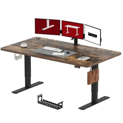 Abbildung von SANODESK Höhenverstellbarer Schreibtisch 200x80 cm, Höhenverstellbar Elektrisch Ergonomischer Steh Sitz Tisch Computertisch mit Memory Funktion(Braun)