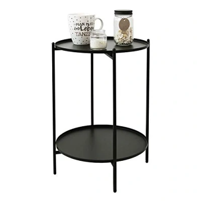 Abbildung von Beistelltisch rund 35cm H50cm Metall Schwarz Couchtisch Wohnzimmertisch Kaffeetisch