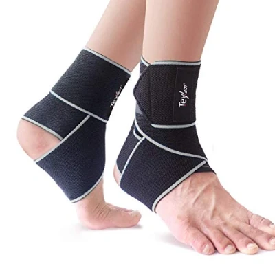 Abbildung von Teylam Sprunggelenkbandage, Einstellbares bandage fußgelenk, Flexible Knöchelbandage, Ultra Dünn Fußbandage, Laufen Fussball, Rechte und Linke Fußgelenk (Grau 2pcs)