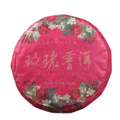 Abbildung von 100g Pu erh Tee gekochter Rosenaroma Schwarzer Pu&#039;er Puer Chinesischer er Reifer Puerh gesundes Essen Grünes Alte Bäume