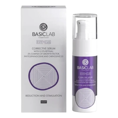 Abbildung von BasicLab Dermocosmetics Korrigierendes Gesichtsserum mit Retinal 30 ml Anti Falten, Akne, Nacht, Für Frauen