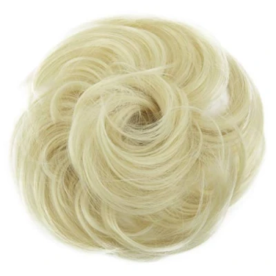 Abbildung von CAISHA Haargummi Bella Hochsteckfrisuren Haarteil Hochzeitfrisuren Voluminös Leicht Gewellt Hitzebeständige Kunstfaser DM17cm Platinblond G18B