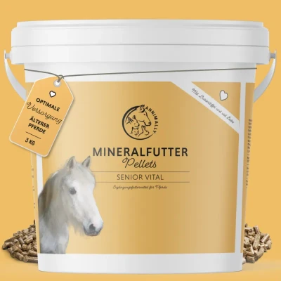 Abbildung von Annimally Senior Mineralfutter Pferde getreidefrei 3 kg getreidefreies Ergänzungs Pferdefutter für mit Vitaminen, Mineralstoffen und Spurenelementen, wie Zink, Selen, Omega &amp; Jod