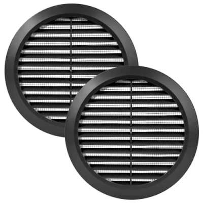 Abbildung von Vent Systems 2 Stück 150 mm Schwarz Lüftungsabdeckung Runde Lüftungsschlitze Grillabdeckung Integrierter Insektenschutz HVAC Lüftungsöffnungen für Badezimmer, Heimbüro, Küche